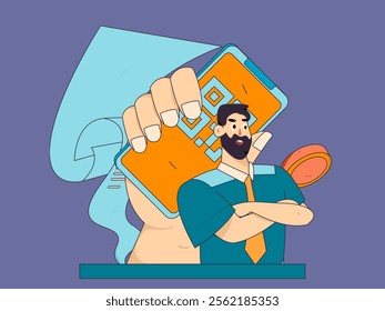 Online shopping payment security character flat vector concept operation hand drawn illustration
