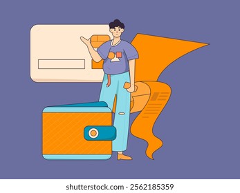Online shopping payment security character flat vector concept operation hand drawn illustration
