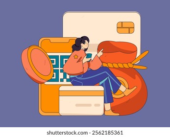 Online shopping payment security character flat vector concept operation hand drawn illustration
