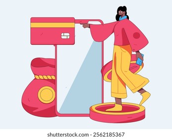 Online shopping payment security character flat vector concept operation hand drawn illustration
