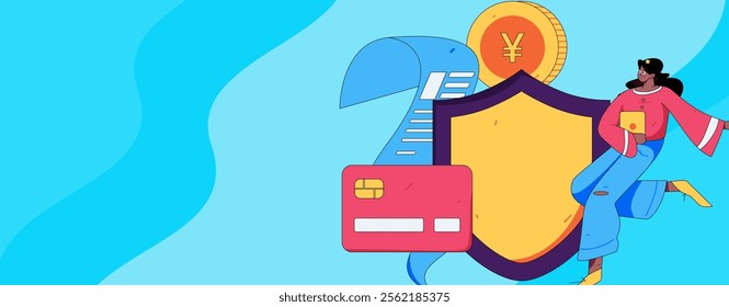 Online shopping payment security character flat vector concept operation hand drawn illustration
