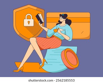 Online shopping payment security character flat vector concept operation hand drawn illustration
