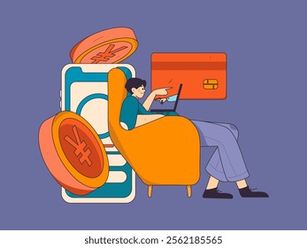 Online shopping payment security character flat vector concept operation hand drawn illustration
