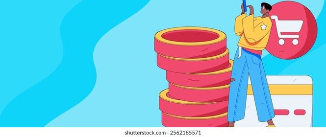 Online shopping payment security character flat vector concept operation hand drawn illustration
