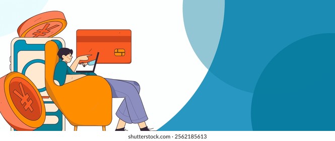 Online shopping payment security character flat vector concept operation hand drawn illustration
