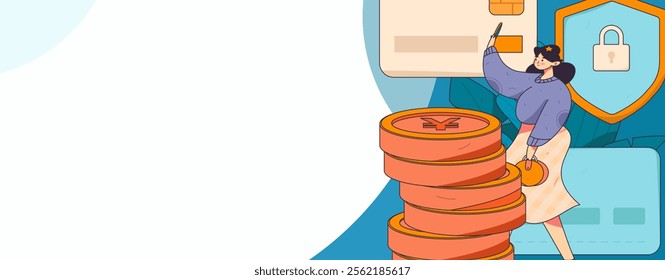 Online shopping payment security character flat vector concept operation hand drawn illustration
