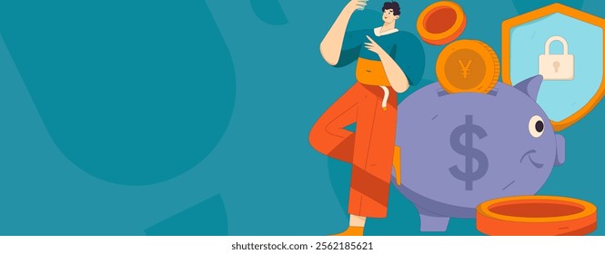 Online shopping payment security character flat vector concept operation hand drawn illustration
