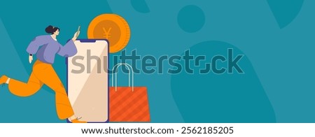 Online shopping payment security character flat vector concept operation hand drawn illustration
