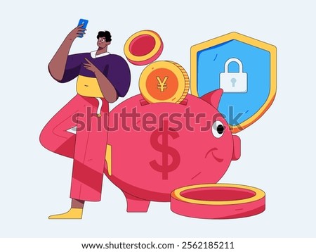 Online shopping payment security character flat vector concept operation hand drawn illustration
