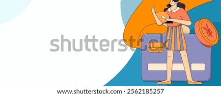 Online shopping payment security character flat vector concept operation hand drawn illustration
