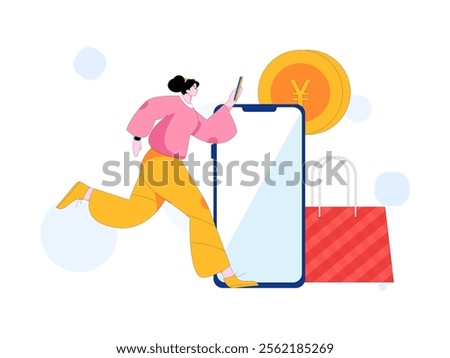 Online shopping payment security character flat vector concept operation hand drawn illustration
