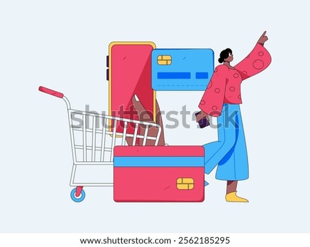 Online shopping payment security character flat vector concept operation hand drawn illustration
