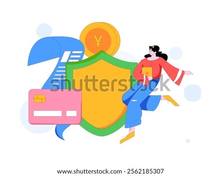 Online shopping payment security character flat vector concept operation hand drawn illustration
