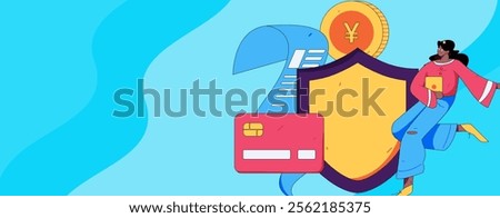 Online shopping payment security character flat vector concept operation hand drawn illustration
