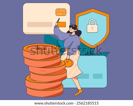 Online shopping payment security character flat vector concept operation hand drawn illustration
