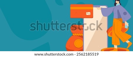 Online shopping payment security character flat vector concept operation hand drawn illustration
