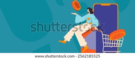 Online shopping payment security character flat vector concept operation hand drawn illustration
