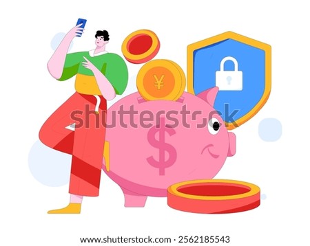 Online shopping payment security character flat vector concept operation hand drawn illustration
