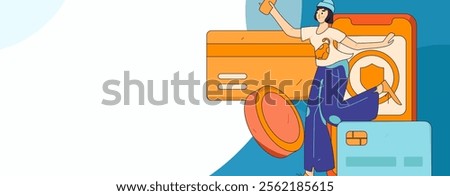 Online shopping payment security character flat vector concept operation hand drawn illustration
