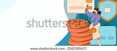 Online shopping payment security character flat vector concept operation hand drawn illustration
