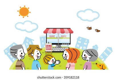 Online shopping PC.