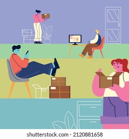 online shopping people at home, concept
