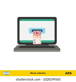 Online shopping.  peso banknote. E-commerce platform concept vector illustration.