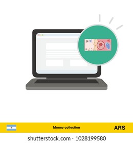 Online shopping.  peso banknote. E-commerce platform concept vector illustration.