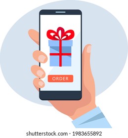 Online shopping. Phone in hand 