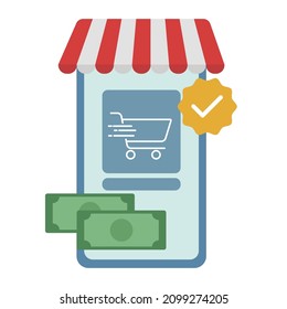 online shopping phone vector illustration for design and editing
