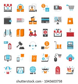 Online shopping pixel perfect flat icon, isolated on white background