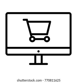 Online Shopping Pixel Perfect Vector Thin Line Icon 48x48 Ready for 24x24 Grid for Web Graphics and Apps. E- Commerce Simple Minimal Pictogram