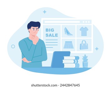 Online shopping platform trending concept flat illustration