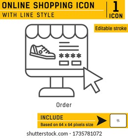 online shopping premium vector icon with line style isolated on white background. Vector illustration concept design template for business, ecommerce, web design, mobile app, logo, UI and UX. EPS file