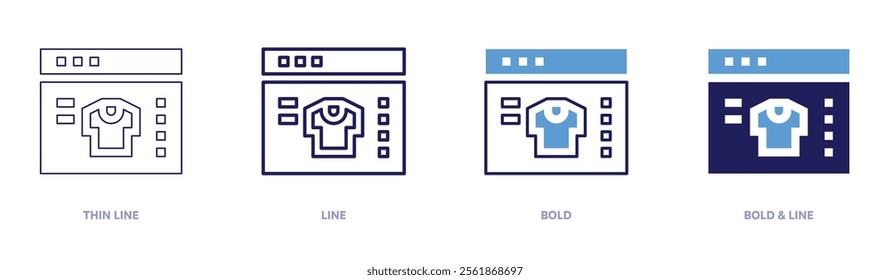 Online shopping price tracking icon in 4 different styles. Thin Line, Line, Bold, and Bold Line. Duotone style. Editable stroke.