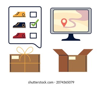 conjunto de iconos de proceso de compra en línea