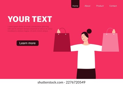 Online shopping, promotion template with a woman