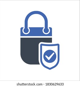 Icono de protección de compras en línea, gráficos vectoriales