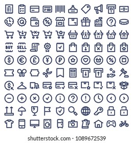 Online shopping related line icon set. E-commerce and delivery vector signs. Vector illustration.