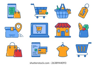 Online Shopping And Retail Icon Set , collection of shopping icon
