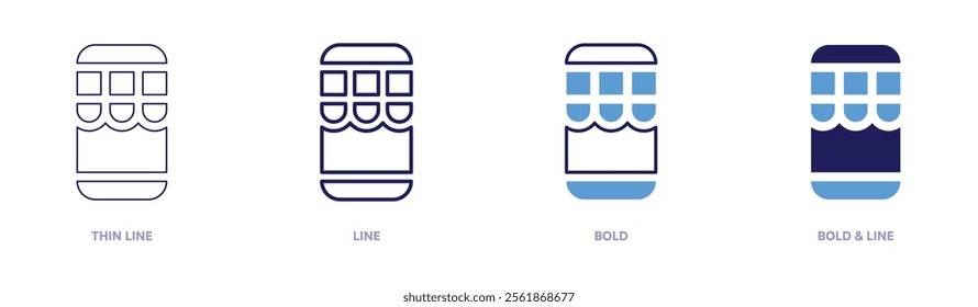 Online shopping return policy icon in 4 different styles. Thin Line, Line, Bold, and Bold Line. Duotone style. Editable stroke.