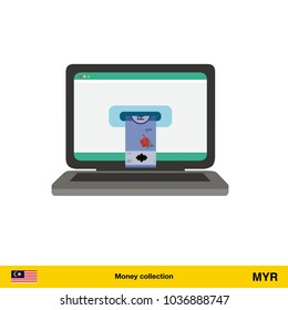 Online shopping.  Ringgit banknote. E-commerce platform concept vector illustration.
