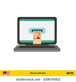 Online shopping.  Ringgit banknote. E-commerce platform concept vector illustration.