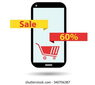 Online shopping. Sale of 60 percent. Cyber Monday