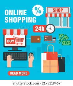 Online shopping. Sale concept modern design flat style. Vector illustration