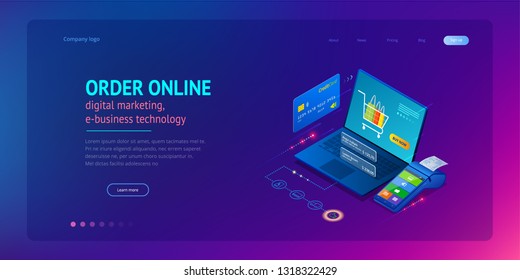 Online shopping, Sale, Consumerism and Online store. Isometric Smart smartphone online shopping template. Mobile marketing and e-commerce. Vector illustration