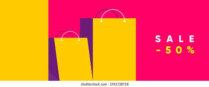 Compras y ventas en línea. Ilustración vectorial plana. Ilustraciones de fondo minimalistas para ventas, anuncios, cupones. Cartel, afiche, volante.