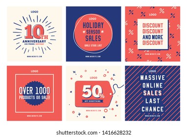 Online shopping sale promotion social media post collection template