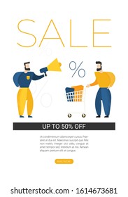 Online shopping salesman flat vector image