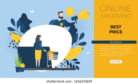 Online shopping salesman flat vector image